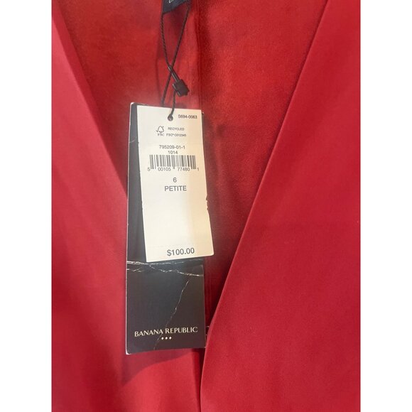 Banana Republic Red Knot-Front Petite Dress Size 6 Made Of Recycled Polyester - Picture 3 of 6